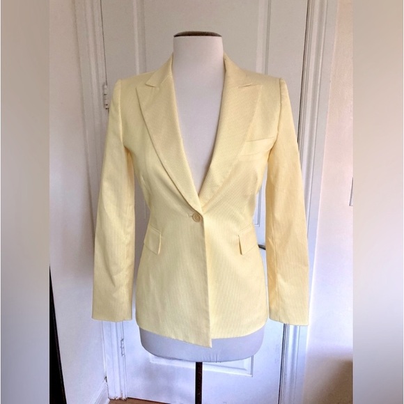 Isabella DeMarco Yellow & White Stripped Blazer Jacket. Tailored Style. - Picture 8 of 14